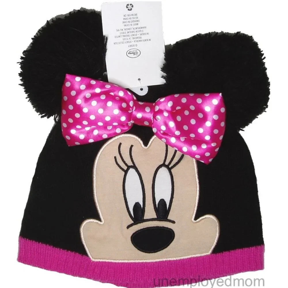 Girls Hat Minnie Mouse Pom Pom Winter Warm Knit Beanie Children Kids Cap Youth